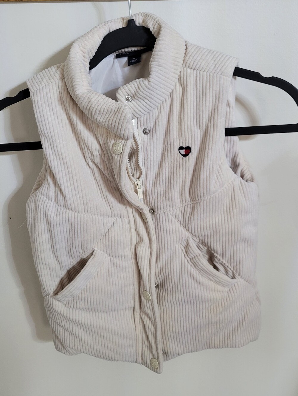 Tommy Hilfiger Kid's Padded Corduroy Vest in Cream, Size 6